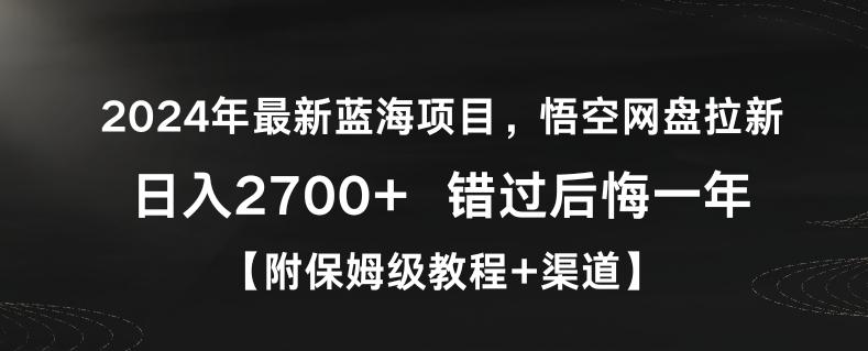 2024年最新蓝海项目，悟空网盘拉新，日入2700+错过后悔一年【附保姆级教程+渠道】【揭秘】-搞机圈