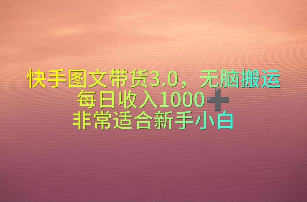 快手图文带货3.0，无脑搬运，每日收入1000＋，非常适合新手小白-搞机圈