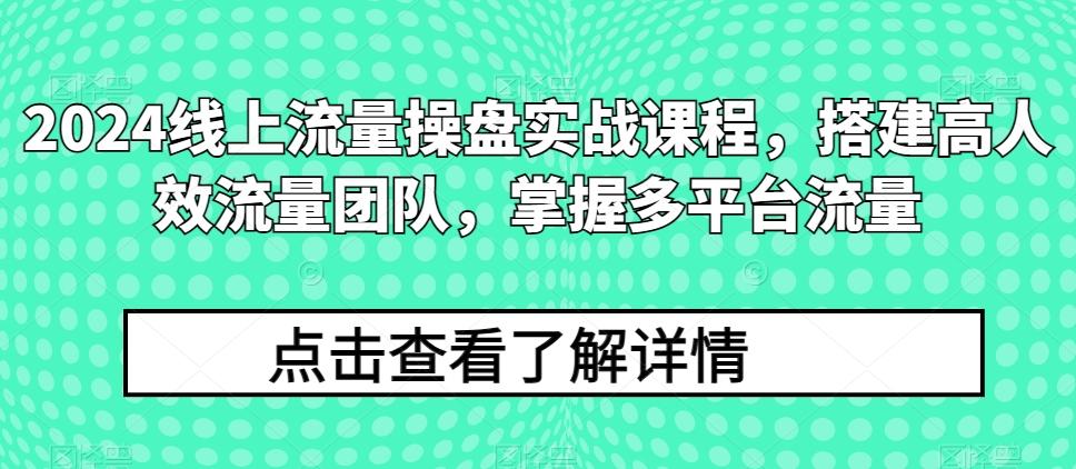 2024线上流量操盘实战课程，搭建高人效流量团队，掌握多平台流量-搞机圈