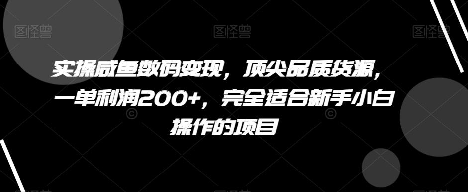 实操咸鱼数码变现，顶尖品质货源，一单利润200+，完全适合新手小白操作的项目【揭秘】-搞机圈