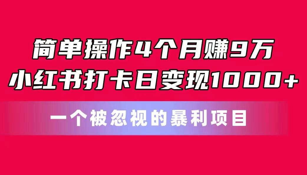 简单操作4个月赚9万！小红书打卡日变现1000+！一个被忽视的暴力项目-搞机圈