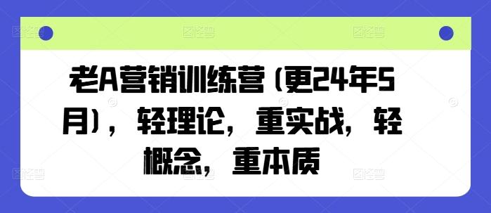 老A营销训练营(更24年6月)，轻理论，重实战，轻概念，重本质-搞机圈