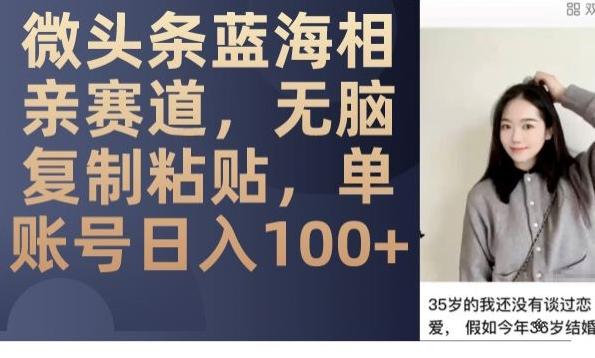 微头条蓝海相亲赛道，无脑复制粘贴，单账号日入100+-搞机圈