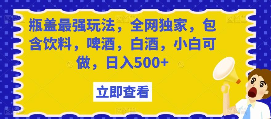 瓶盖最强玩法，全网独家，包含饮料，啤酒，白酒，小白可做，日入500+【揭秘】-搞机圈