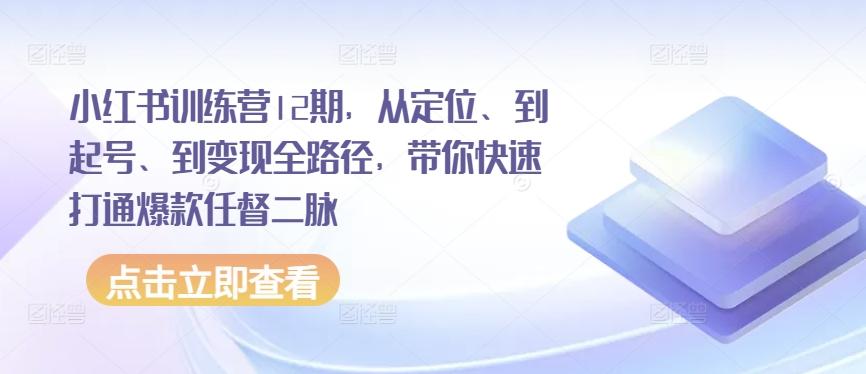 小红书训练营12期，从定位、到起号、到变现全路径，带你快速打通爆款任督二脉-搞机圈
