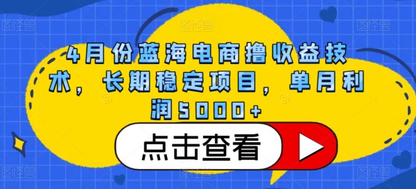 4月份蓝海电商撸收益技术，长期稳定项目，单月利润5000+【揭秘】-搞机圈