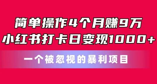 简单操作4个月赚9w，小红书打卡日变现1k，一个被忽视的暴力项目【揭秘】-搞机圈