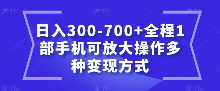 日入300-700+全程1部手机可放大操作多种变现方式【揭秘】-搞机圈