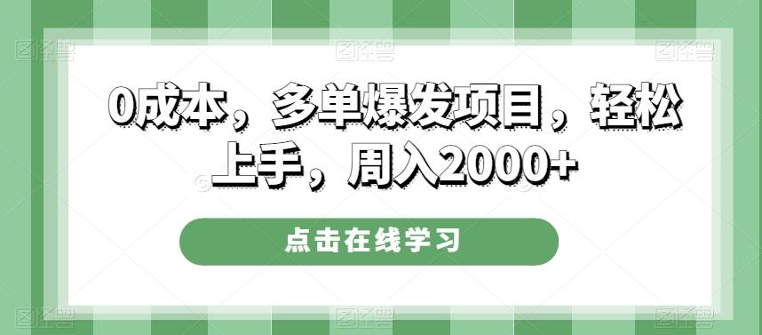 0成本，多单爆发项目，轻松上手，周入2000+-搞机圈