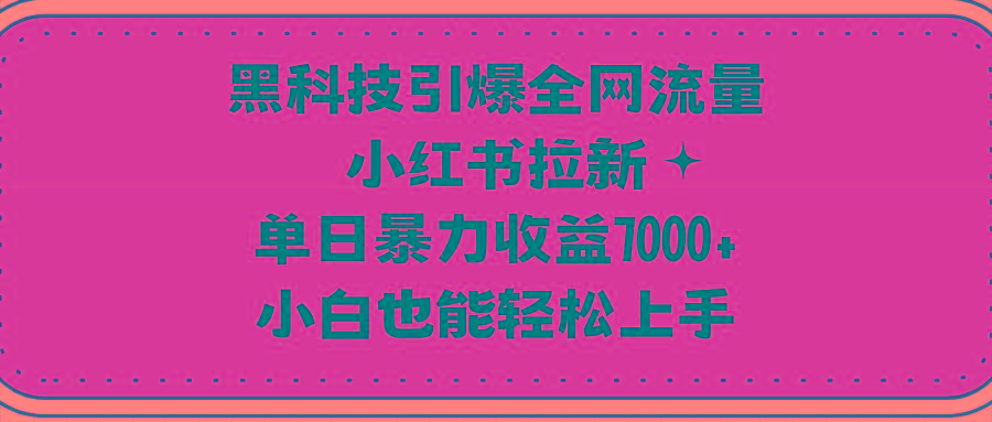 (9679期)黑科技引爆全网流量小红书拉新，单日暴力收益7000+，小白也能轻松上手-搞机圈