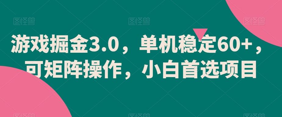 游戏掘金3.0，单机稳定60+，可矩阵操作，小白首选项目【揭秘】-搞机圈