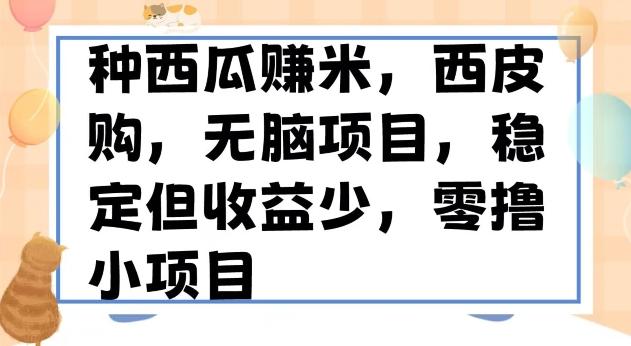 种西瓜赚米，西皮购稳定长久零撸小项目-搞机圈