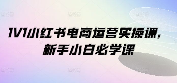 1V1小红书电商运营实操课，新手小白必学课-搞机圈